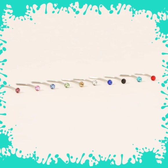 New 10 Crystal Micro Minimalist Tiny Nose Studs - Picture 1 of 16